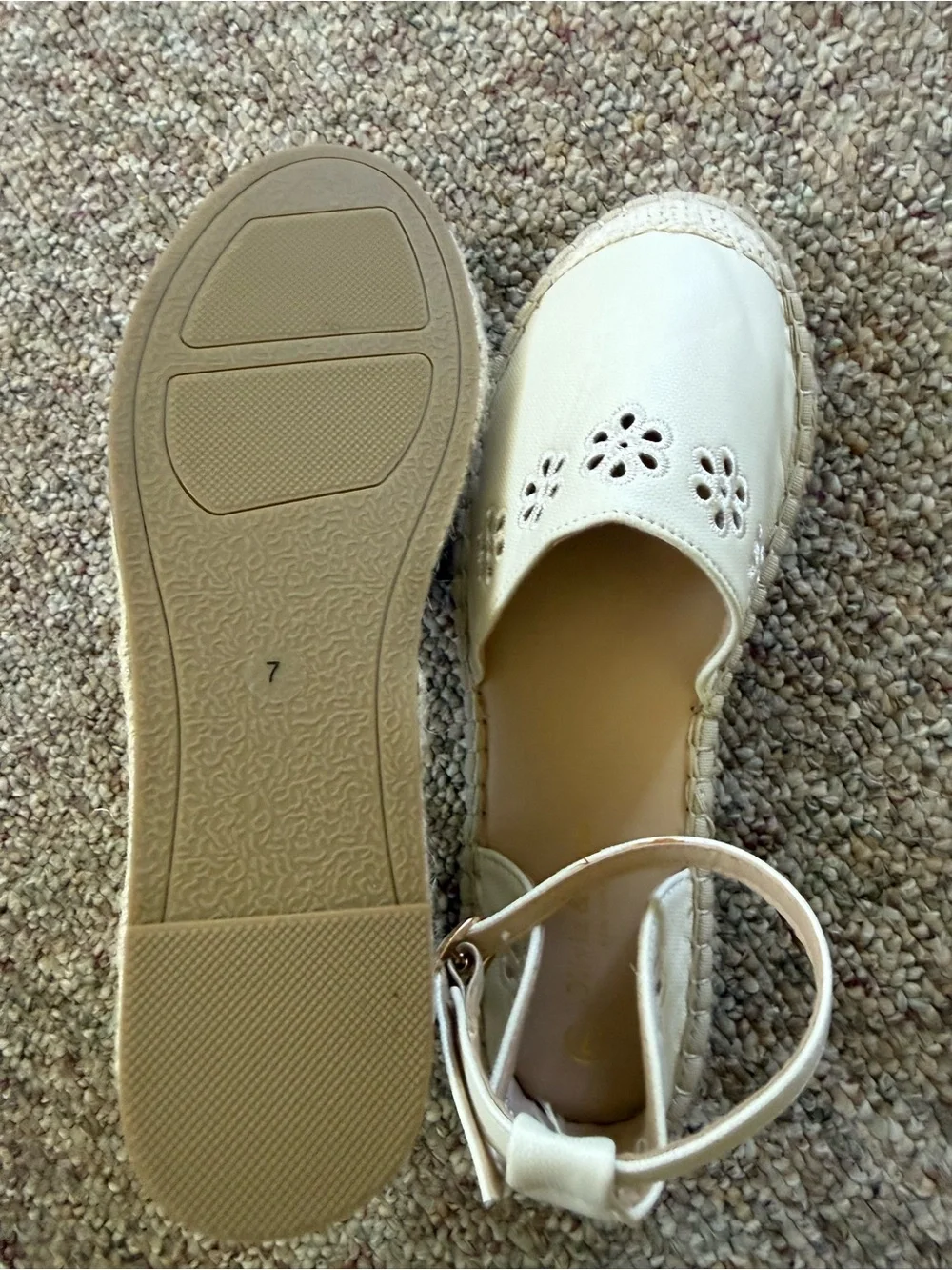 Olivia & Kate off-white espadrille sandals  eyelet design size 7
